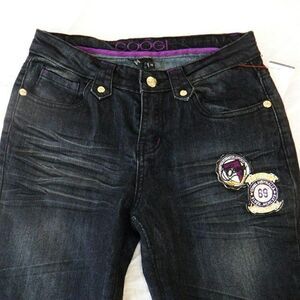 Coogi blue purple embroidery Applique jeans